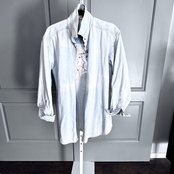 "HORSE FEATHERS" Chambray shirt with embroidered horse with feathers sz xl - Picture 2 of 4